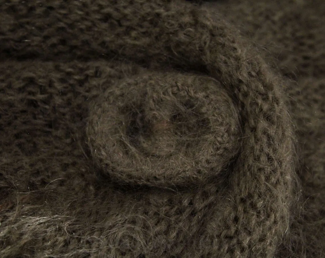 1950s Fluffy Mocha Brown Wrap - Soft Hand Knit Mohair Wool Shrug - 50s 60s Light Brown Shoulder Shawl - Autumn - Bombshell Style - Any Size
