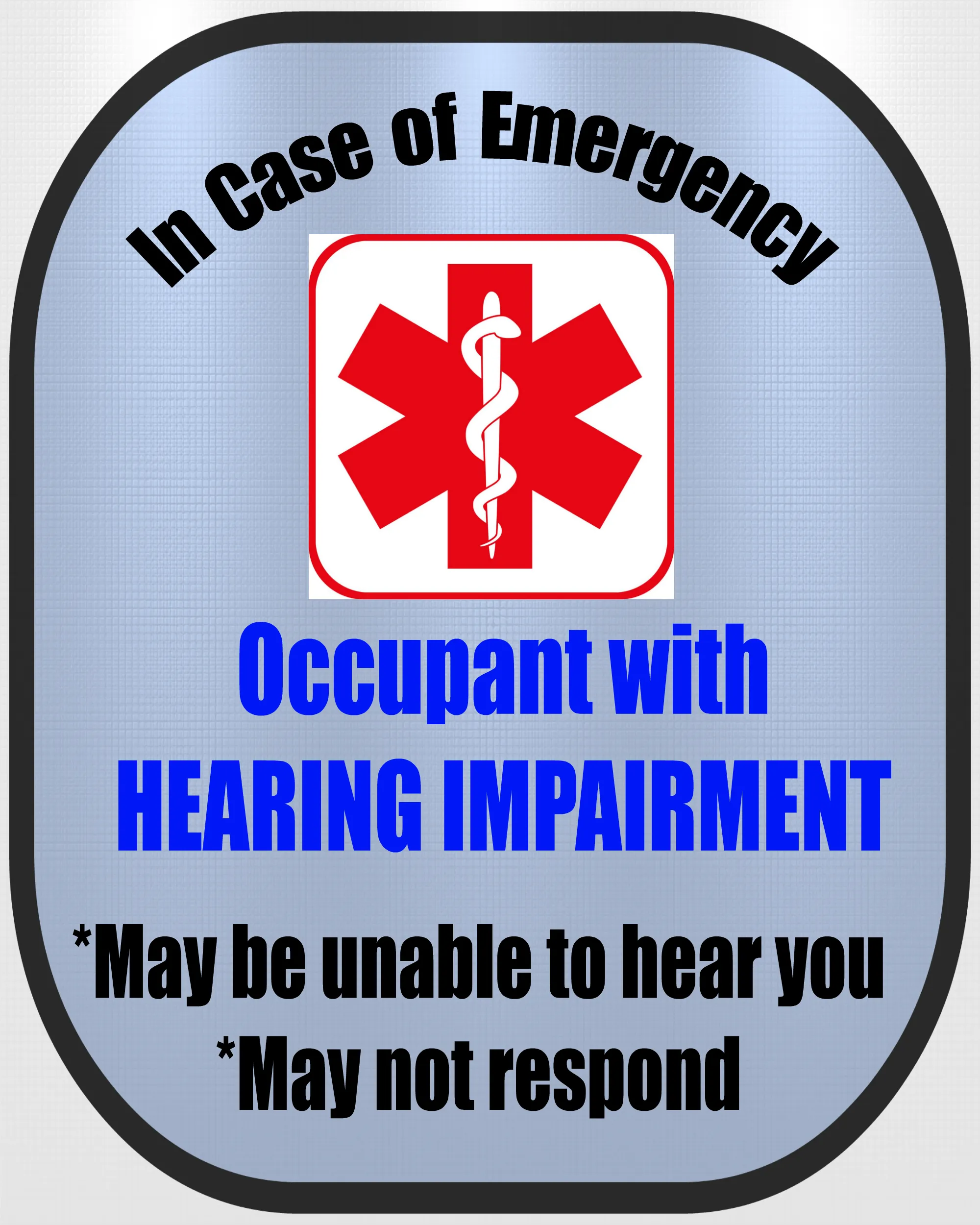 4 Pack Hearing Impaired Decal Medical Alert Safety Sticker Set