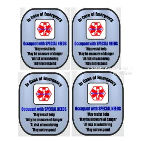 4 Pack Special Needs Decal Medical Alert Safety Sticker Set