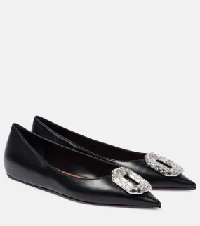 Amina Muaddi Camelia embellished leather ballet flats