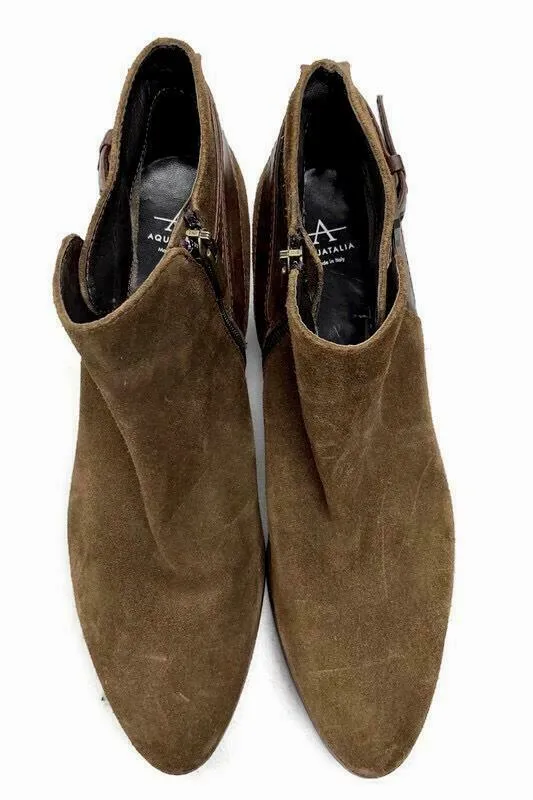 Aquatalia Women's Farin Weatherproof Suede Buckle Ankle Booties Boots Size 10
