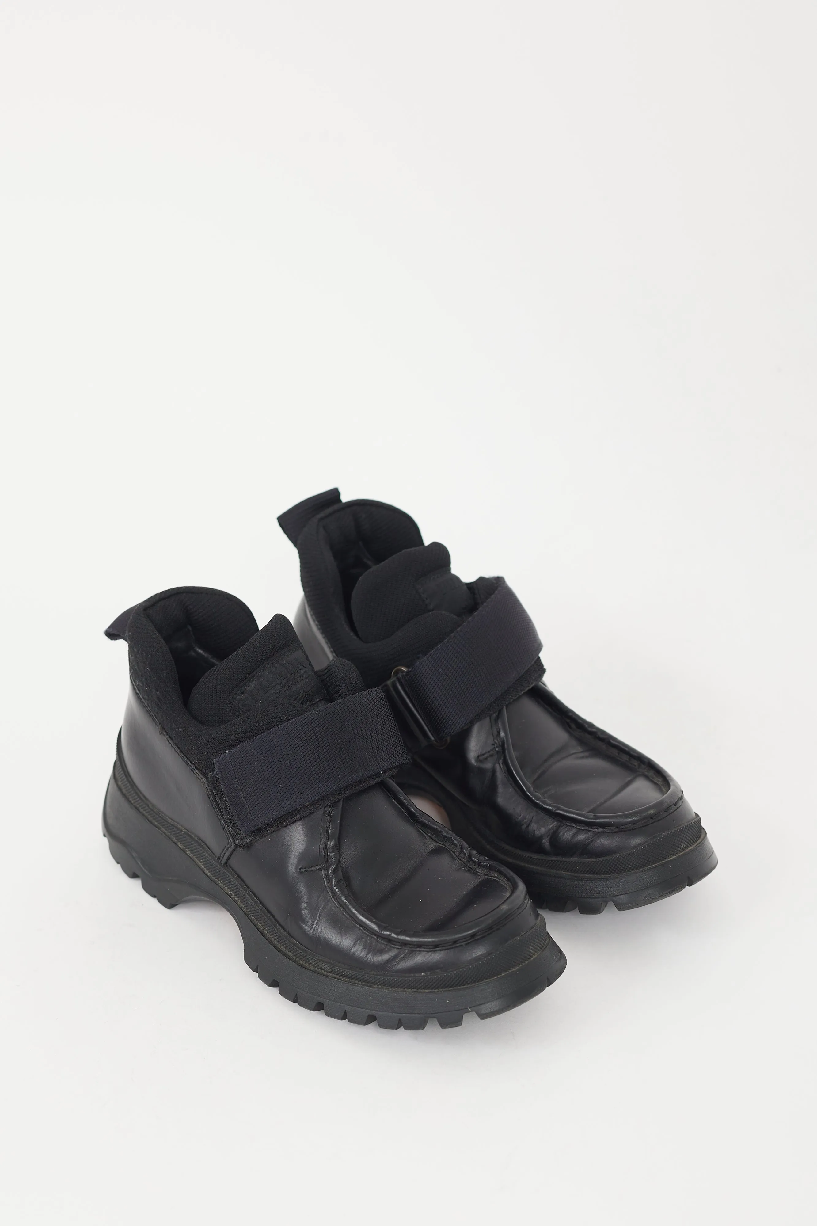 Black Leather Grosgrain Platform Loafer