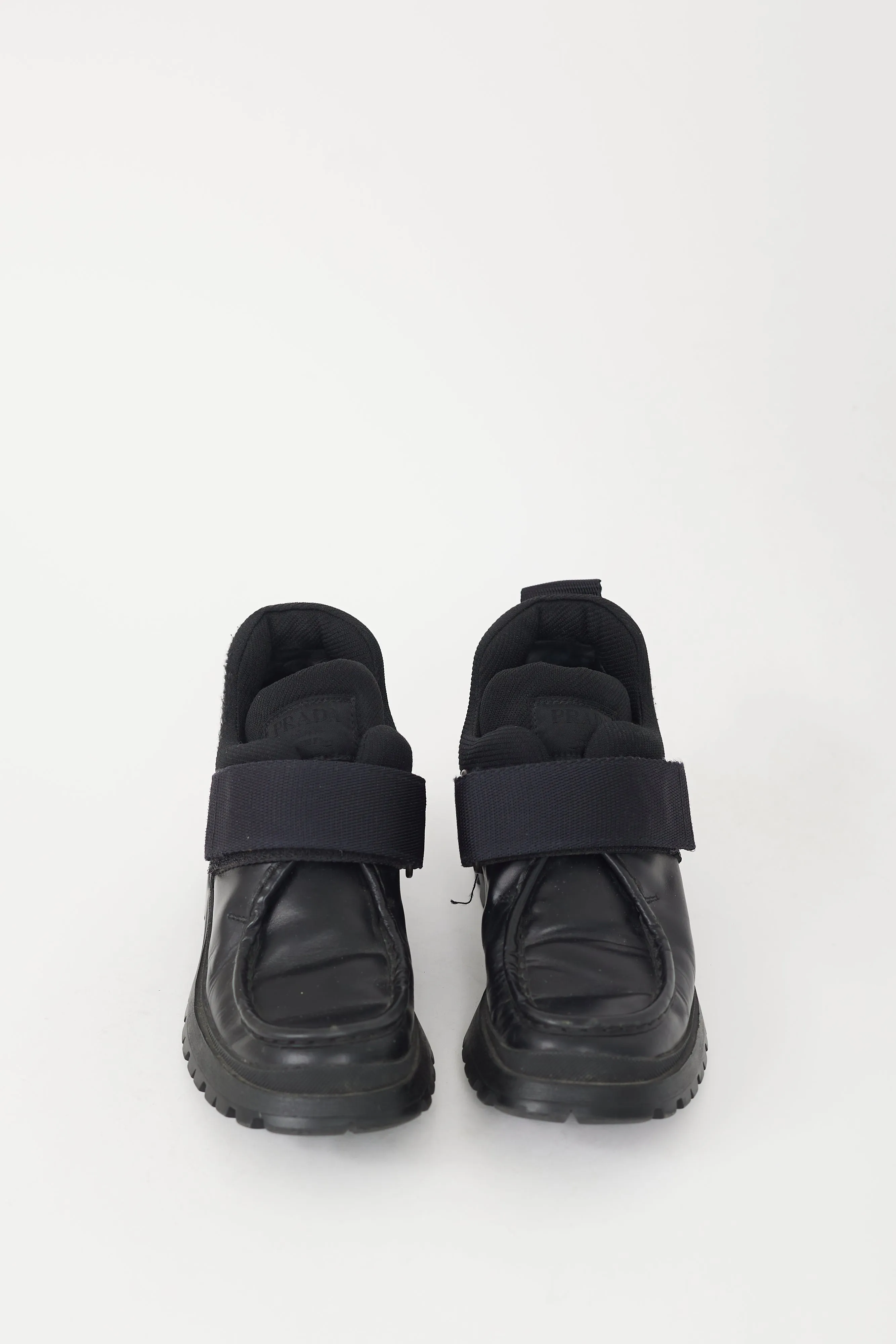 Black Leather Grosgrain Platform Loafer