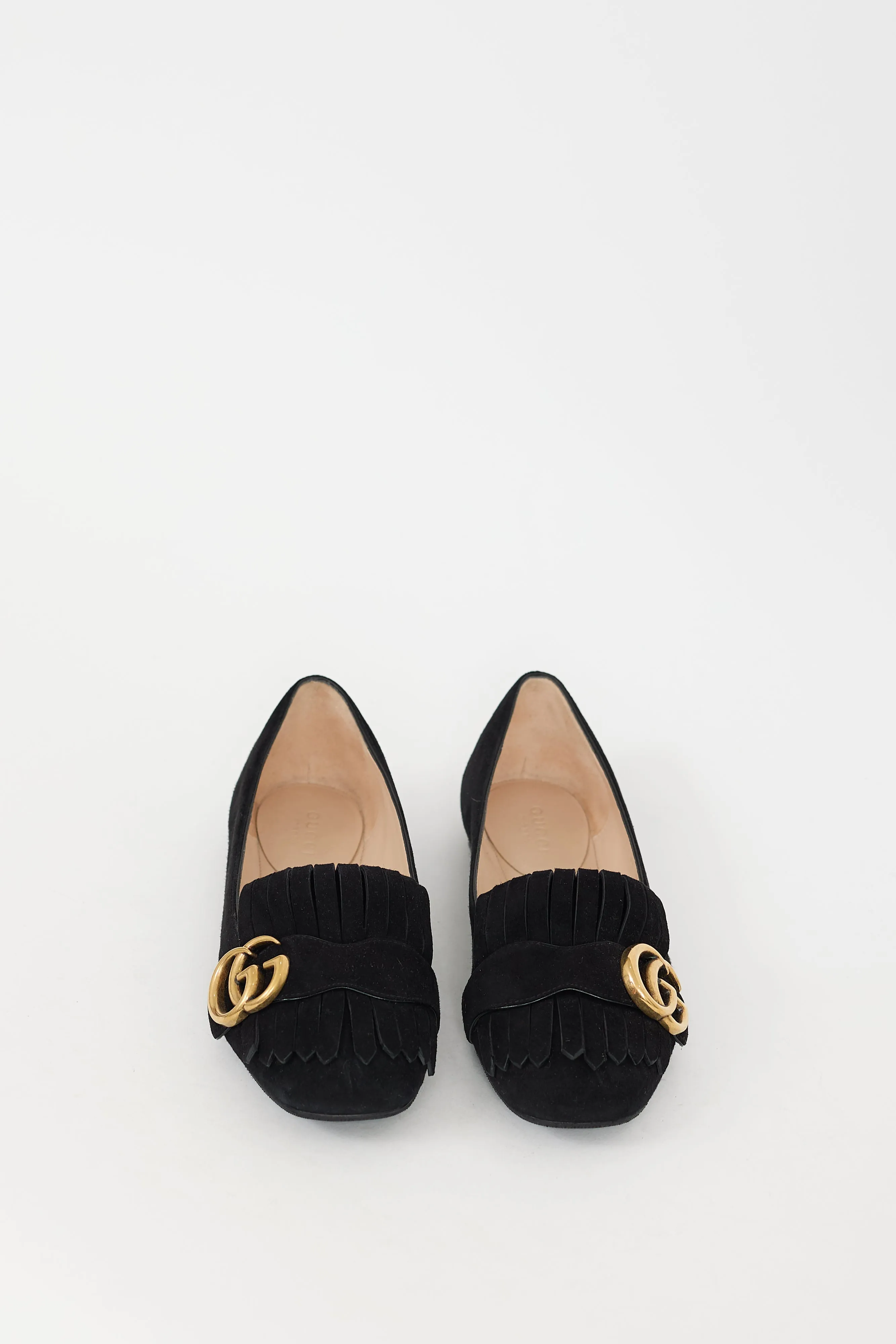 Black Suede Marmont Fringe Flat