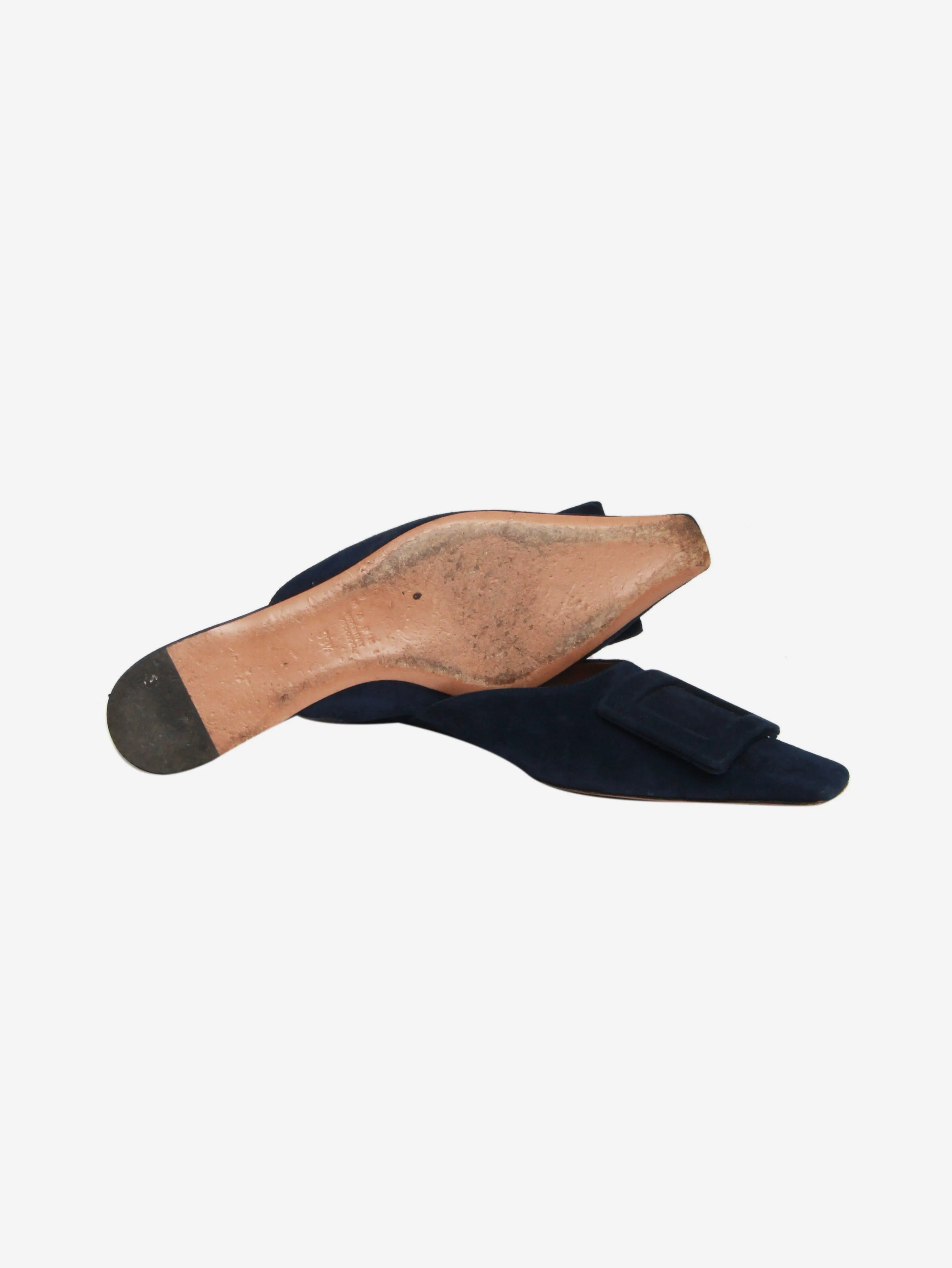 Blue suede square-toe flats - size EU 39.5