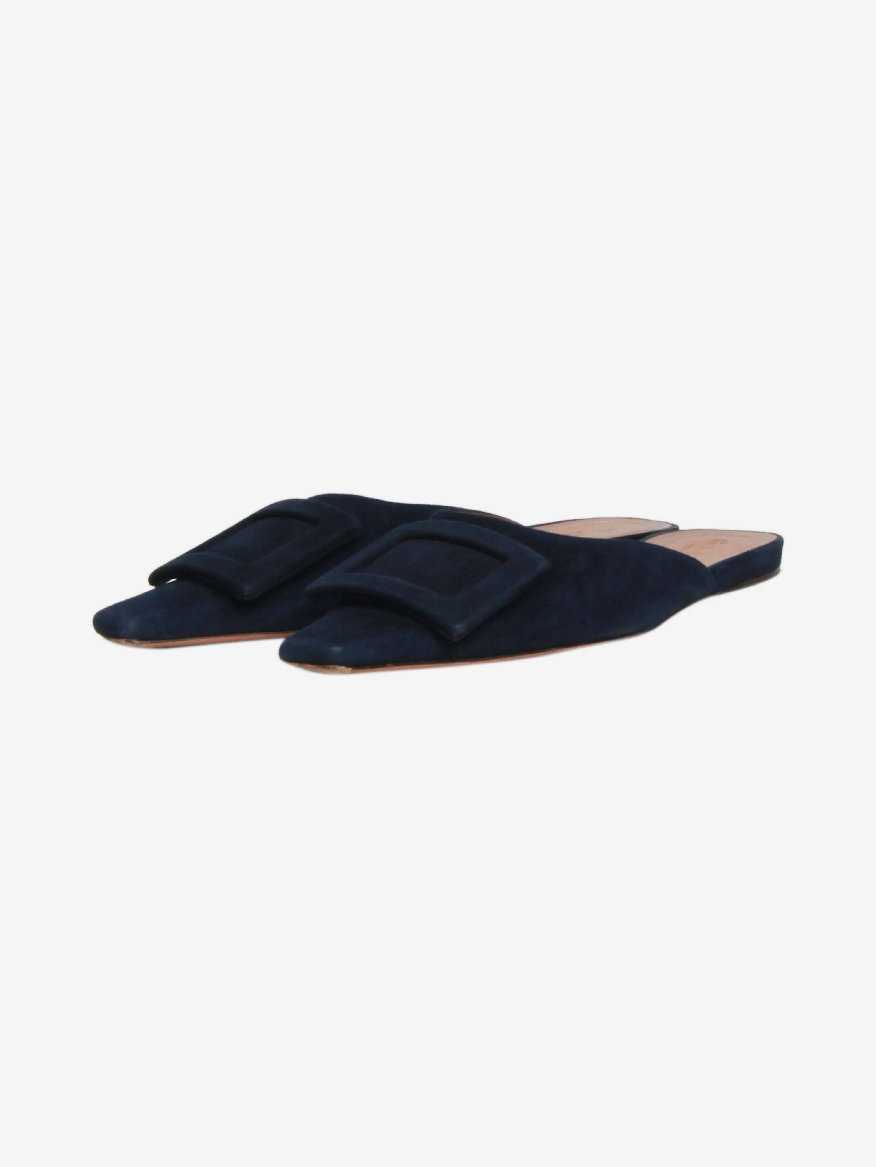 Blue suede square-toe flats - size EU 39.5