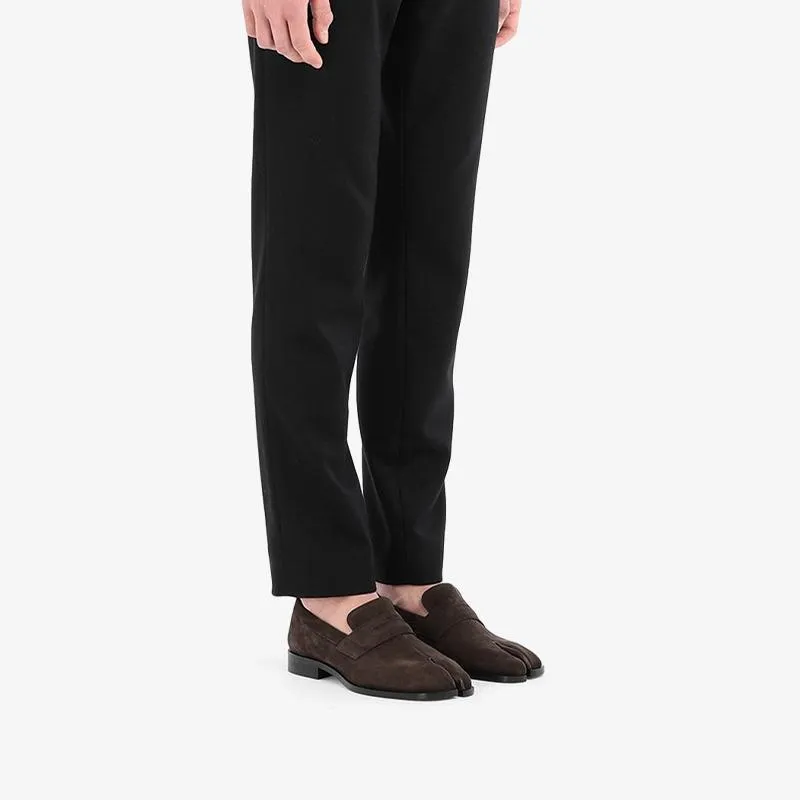 Dark Brown Split- Toe Suede Loafers