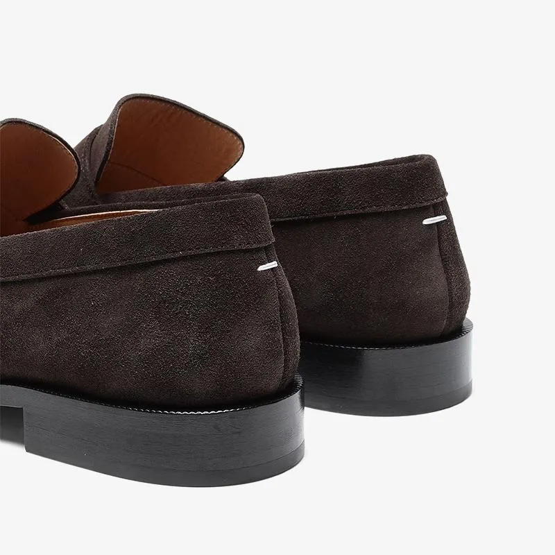 Dark Brown Split- Toe Suede Loafers