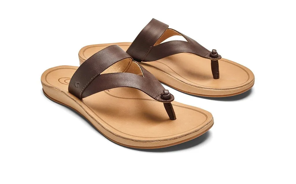 OluKai Womens Kaekae Ko'o Leather Beach Sandal