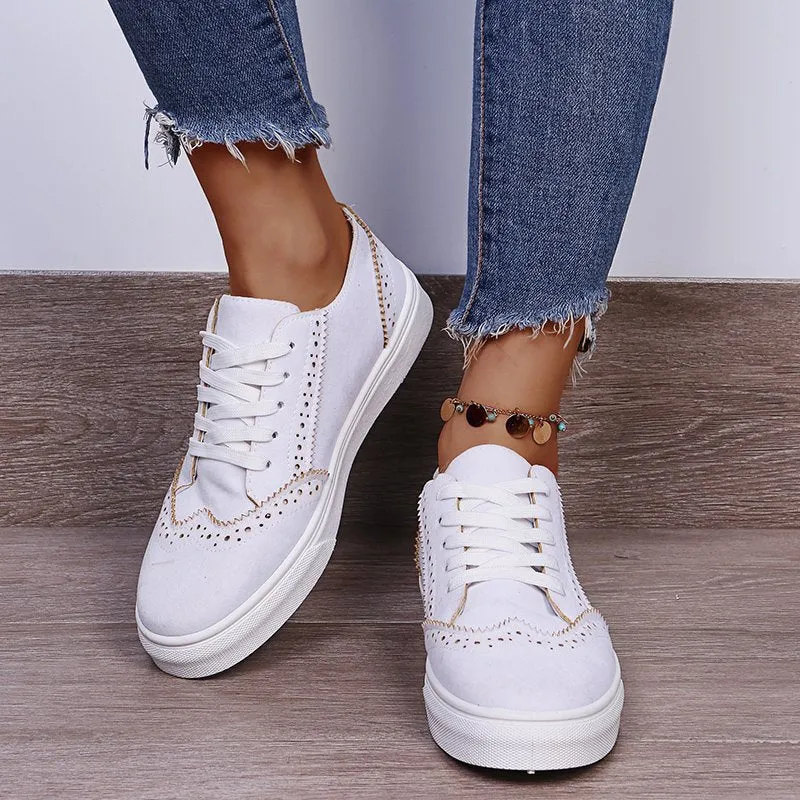 PRE-ORDER: Lace-Up Suedette Flat Sneakers