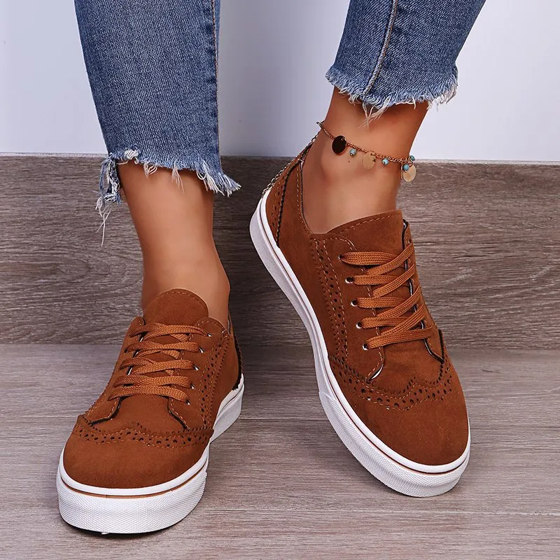 PRE-ORDER: Lace-Up Suedette Flat Sneakers