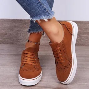 PRE-ORDER: Lace-Up Suedette Flat Sneakers