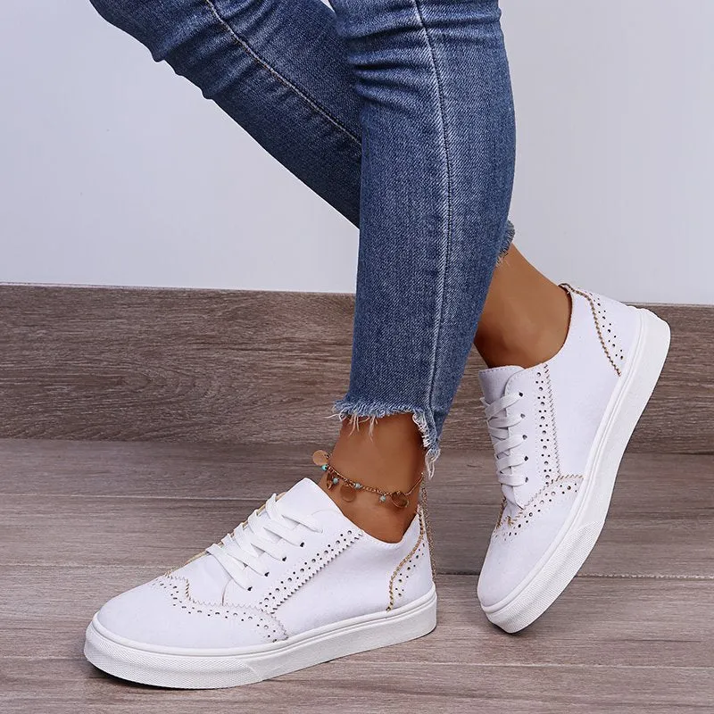 PRE-ORDER: Lace-Up Suedette Flat Sneakers