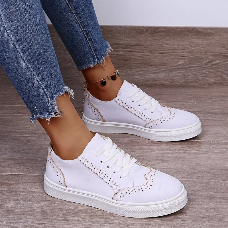 PRE-ORDER: Lace-Up Suedette Flat Sneakers