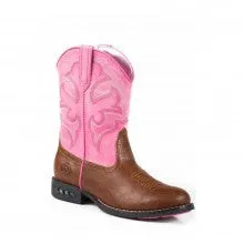 Roper Kids Lightning Boots - Tan/Pink
