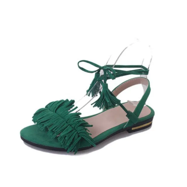 Shoes Woman Fashion Tassel Straps Flat Sandals For Women