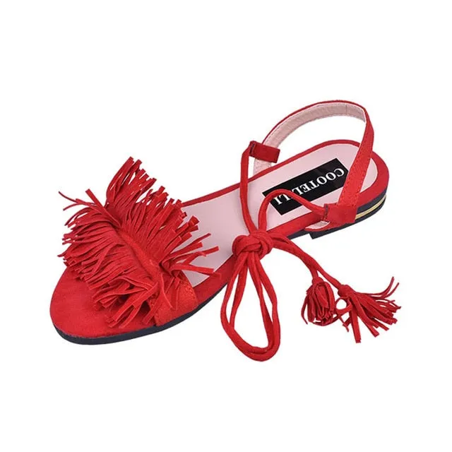 Shoes Woman Fashion Tassel Straps Flat Sandals For Women