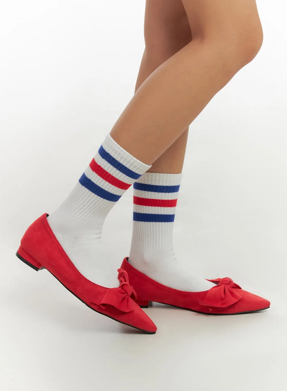 Suede Ribbon Flats IO409