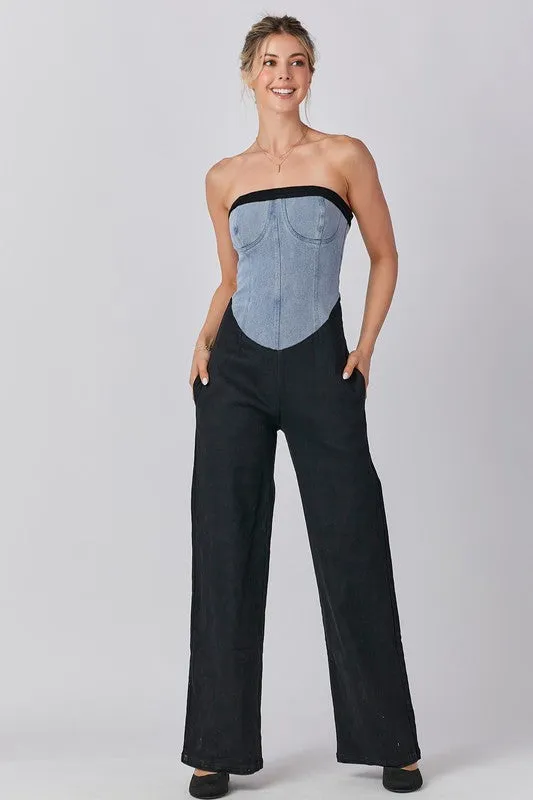 The Mixed Denim Jumpsuit *FINAL SALE*